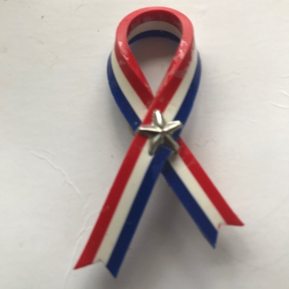 Patriotic Ribbon Pin Brooch Handmade Veteran VTG